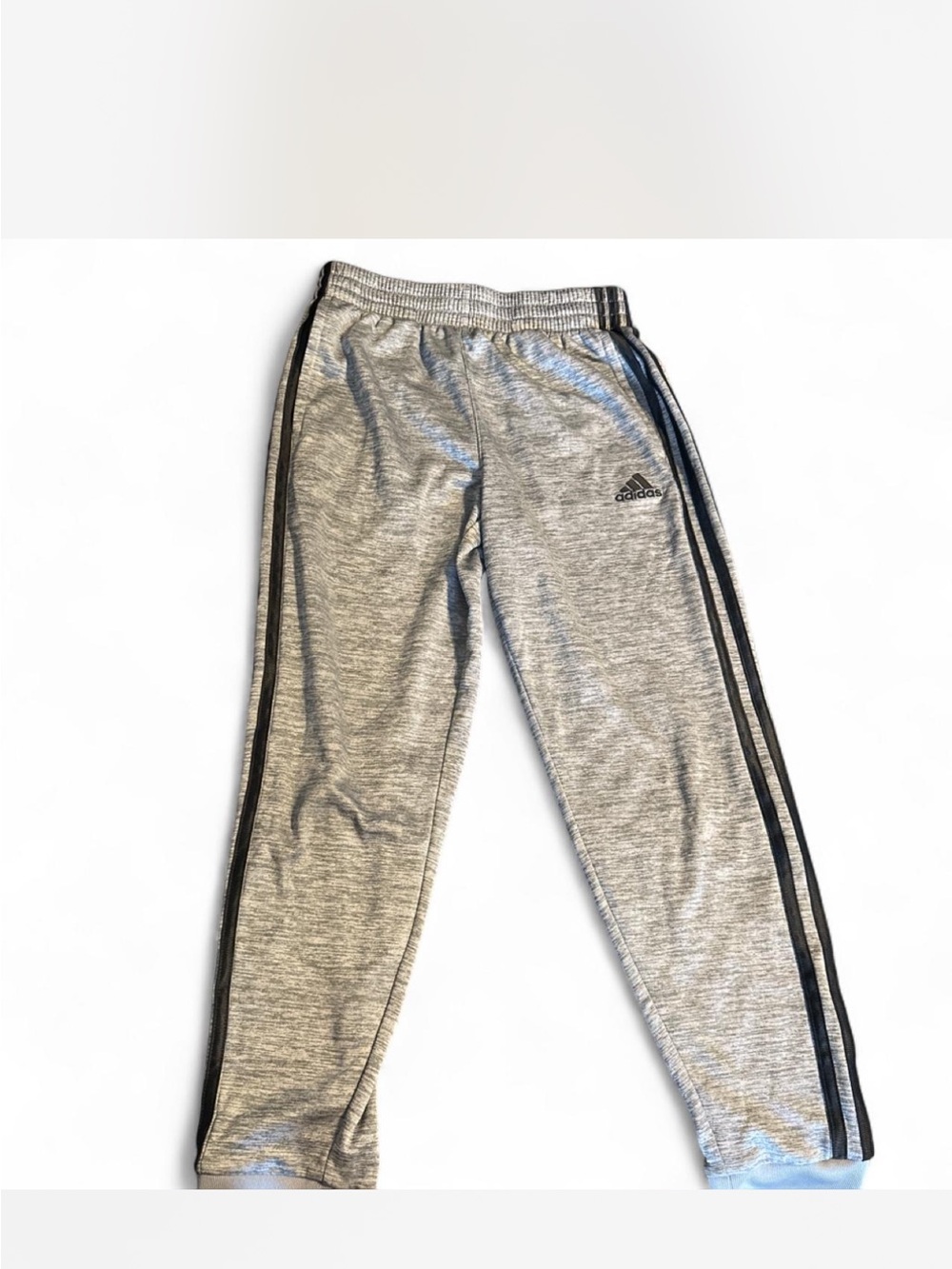 adidas Kids Heather Gray Joggers with Black Side Stripes